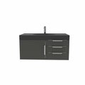 Castello Usa Thames 36-inch Black Vanity Set with Black Top and Chrome Handles CB-MC-36BLK-CHR-20146-BL